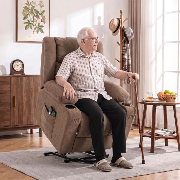 HOMCOM Dual Motor Recliner Chair Power Lift Chair w/ Massage Heat, Brown