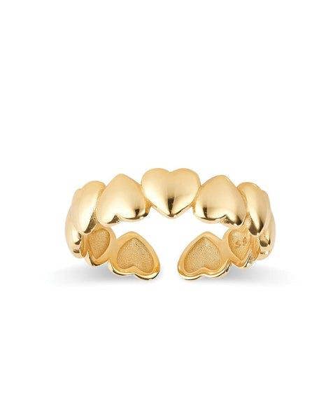 18K Gold Heart Band Stacking Ring - Rings - Elk & Bloom