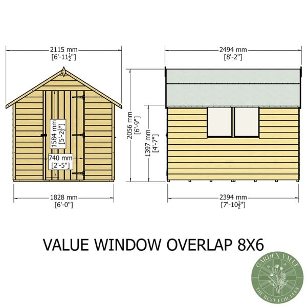 Shire Overlap 8x6 Value with Window Storage Shed