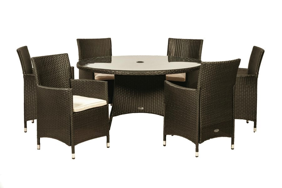 Nevada Rattan 6 Seater Round Dining Set