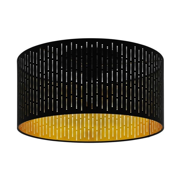 Flush Ceiling Light Black Shade Black Gold Fabric With Cut Outs Bulb E27 1x40W Loops