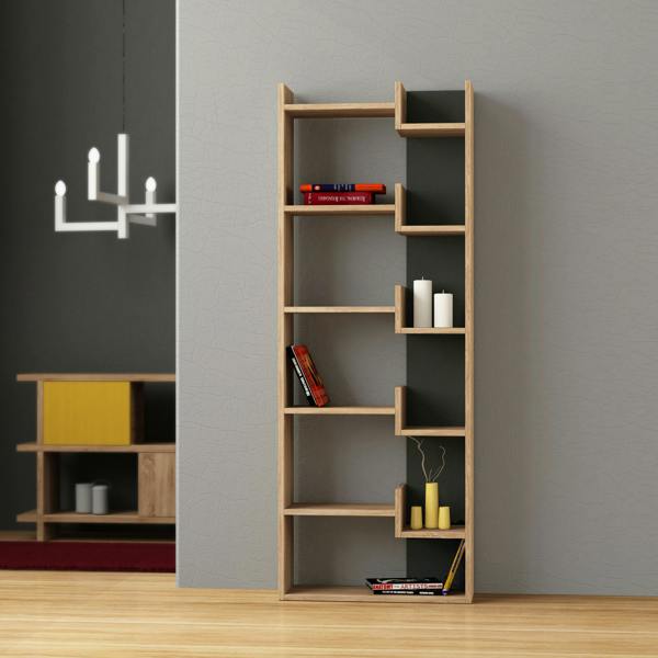 Decortie Oppa Modern Bookcase Display Unit Anthracite 62.4cm