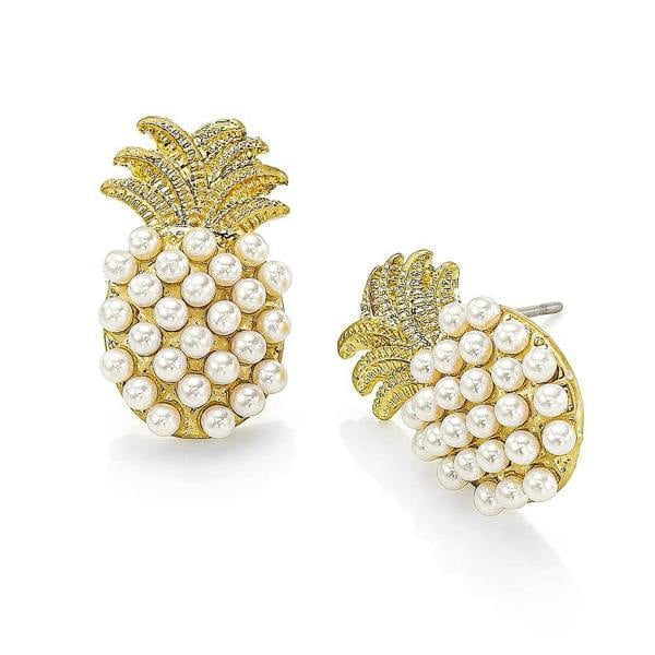 Pia Pineapple Stud Earrings, Gold-Tone Pearl Novelty Studs