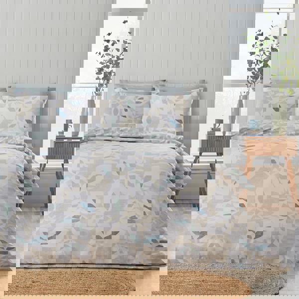 Catherine Lansfield Inga Leaf Reversible Duvet Cover Set Natural