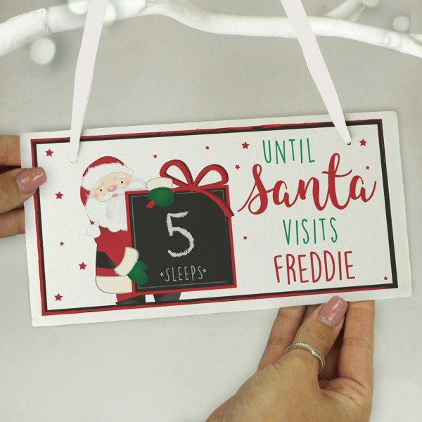Personalised Memento Company Personalised Santa Christmas Chalk Countdown Wooden Block