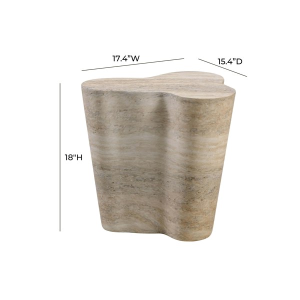 Furniture Edit Slab Faux Travertine Short Side Table