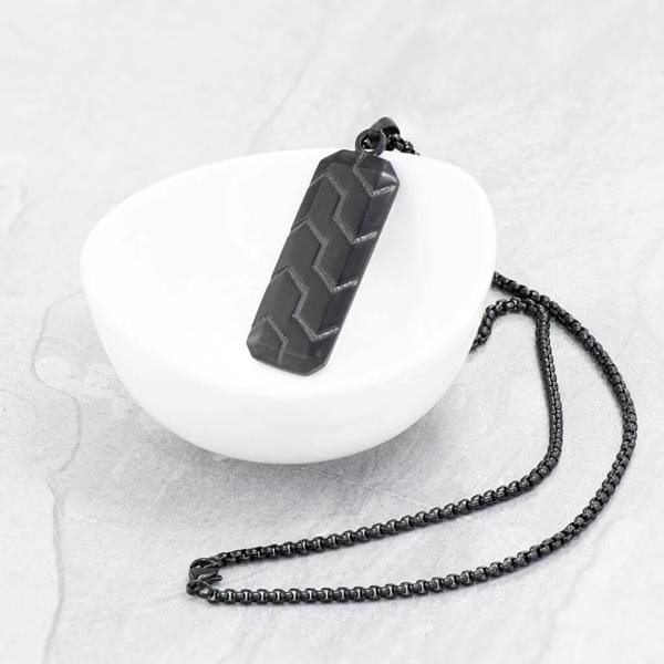 Personalised Men's Black Steel Dog Tag Necklace - alternative angle