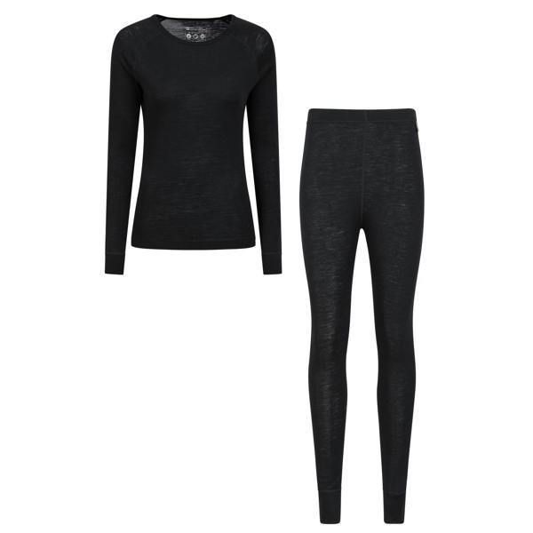 Mountain Warehouse Womens/Ladies Merino Wool Base Layer Set - Black