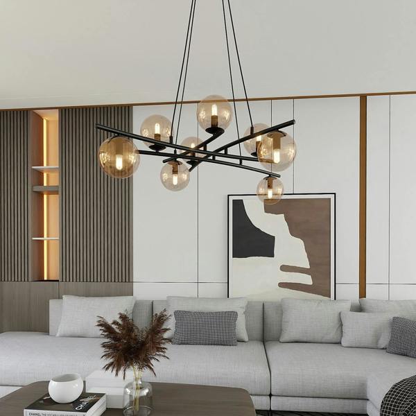 Emibig ESSA Pendant lamp 8 x E14 Black with Amber Shade