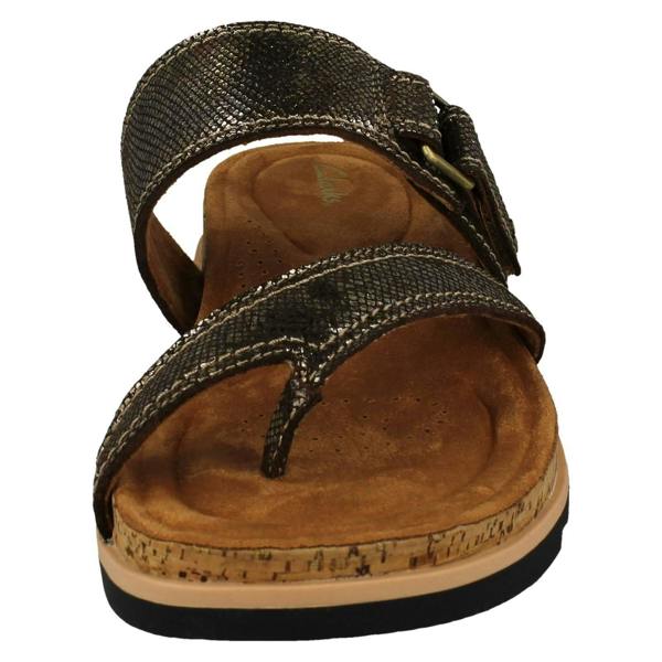 Clarks Ladies Clarks Strappy Toe Post Wedge Heeled Sandals Yacht Beach
