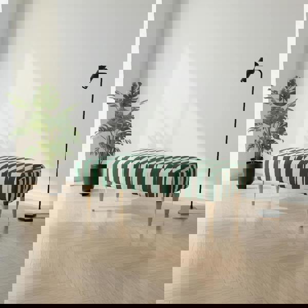 Multi-toned artistic long bench providing firm and comfortable seating