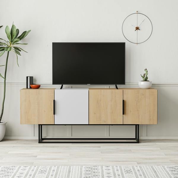 Decortie Tontini Modern TV Unit Multimedia Centre with Storage TV Cabinet 140cm