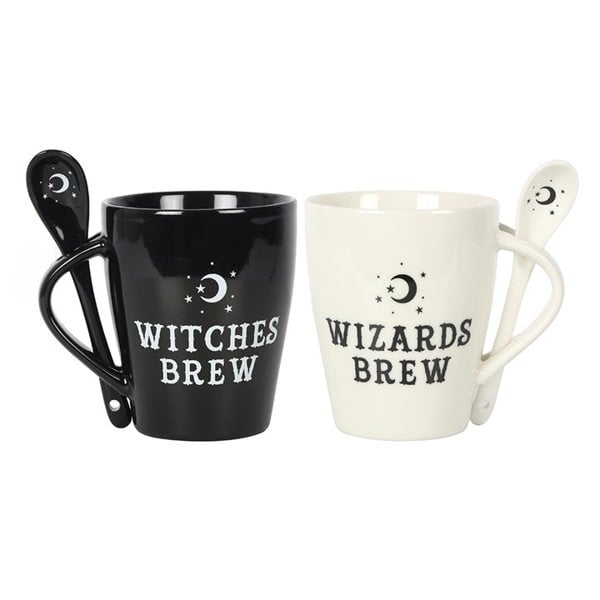 Serano Witch and Wizard Couples Mug and Spoon Set