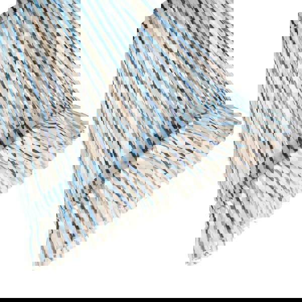 Vintage Blue and White Faux Silk Plated Lamp Shade with Bottom Fringe Image 3