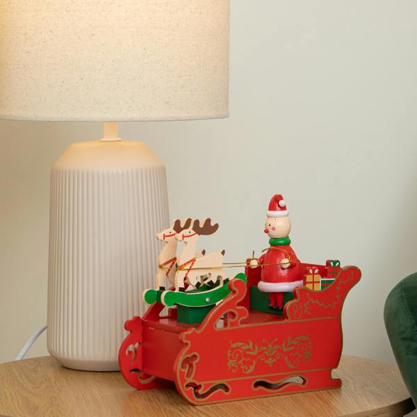 Samuel Alexander 17cm Musical Santa Sleigh with Moving Reindeer
