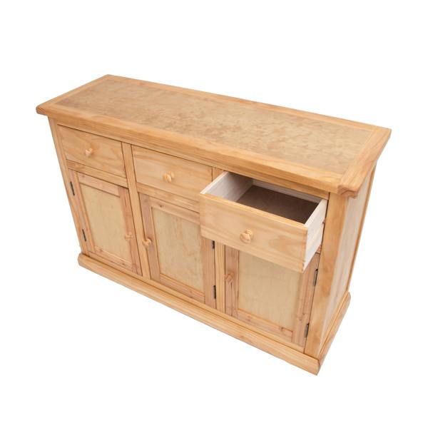 Cabinet Bits Lucca Waxed 3 Drawer 3 Door Sideboard Wood Knob