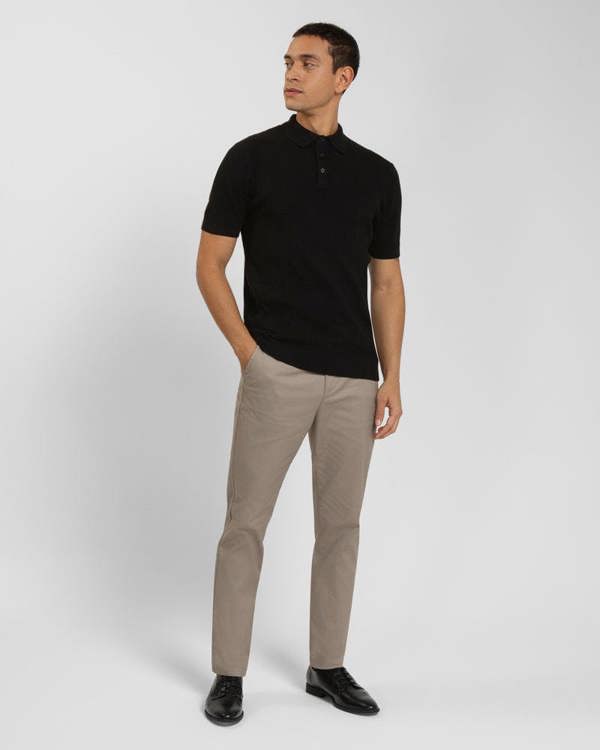 Steel & Jelly Textured Stripe Short Sleeve Polo Shirt