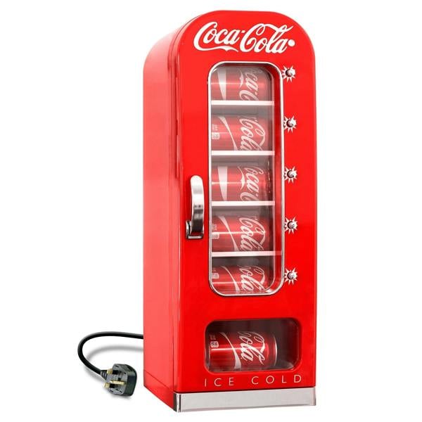 Coca-Cola 5L Vending Mini Fridge – 10 Can Portable Cooler for Bedroom, Dorm or Gaming Room (Red)
