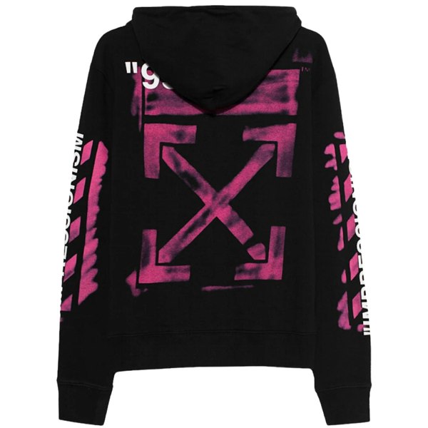 Off-White Bright Pink Acrylic Arrow Slim Fit Hoodie - Black