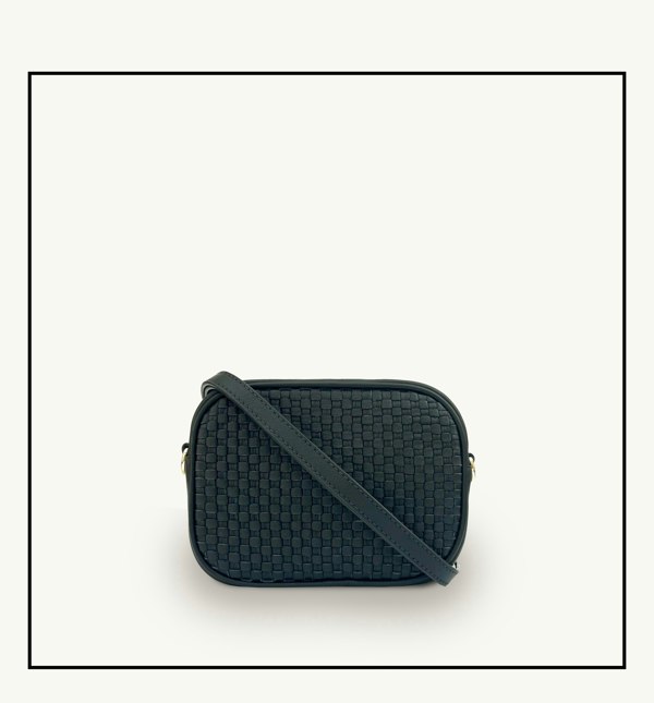 Apatchy London The Penelope Woven Leather Camera Bag - Black