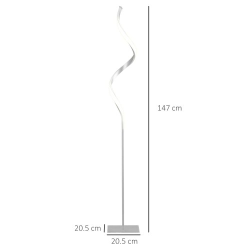 Wyld Haus Marimba Metal Silver Dimmable Spiral Floor Lamp With Adjustable Brightness And Square Base