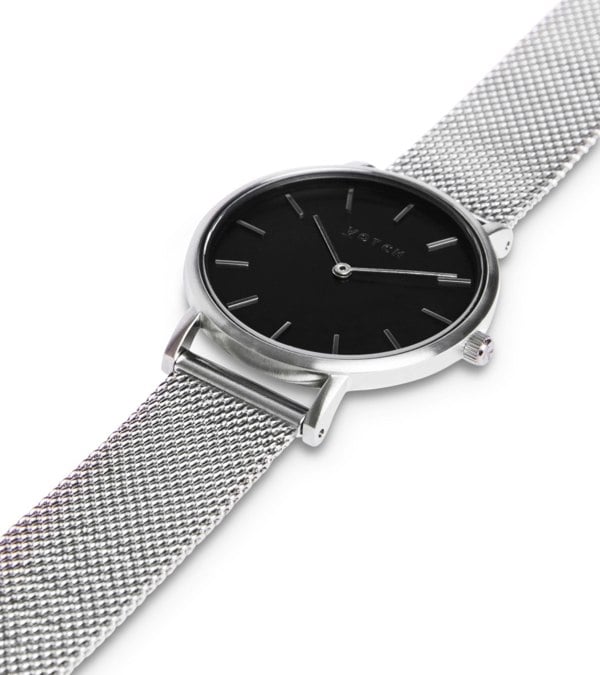 Votch Silver & Silver with Black Watch | Mesh Petite