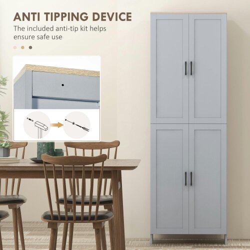 Wyld Haus Keketa 171cm Wooden Grey 4 Door Modern Kitchen Pantry Cabinet