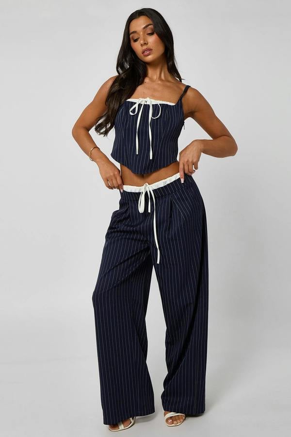 Urban Bliss Pinstripe Corset Top with Tie Detail