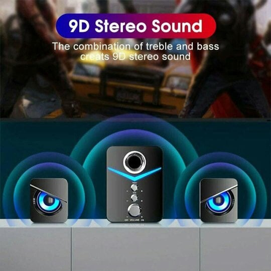 Havendro Computer Speakers Surround Sound System LED PC Gaming Bass USB Wired for Desktop