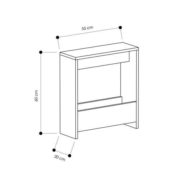 Decortie Simpi Slim End Table with Magazine Rack (H) 60cm