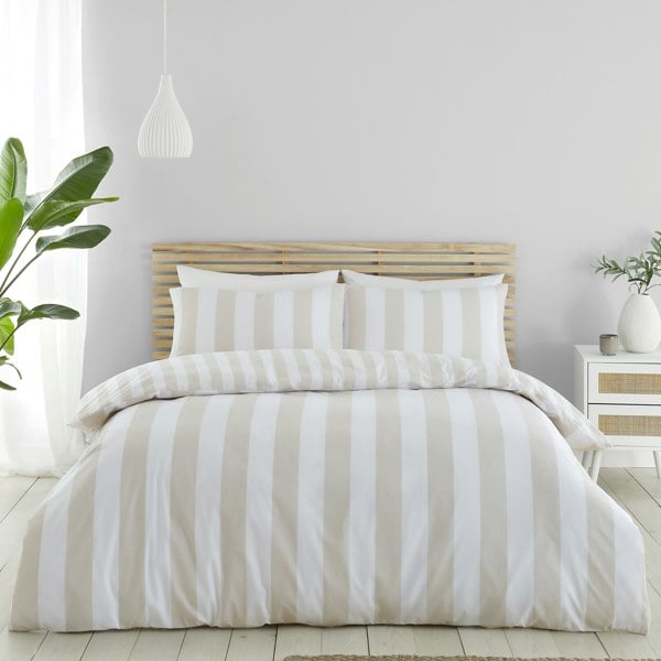 Catherine Lansfield Cove Stripe Reversible Duvet Cover Set