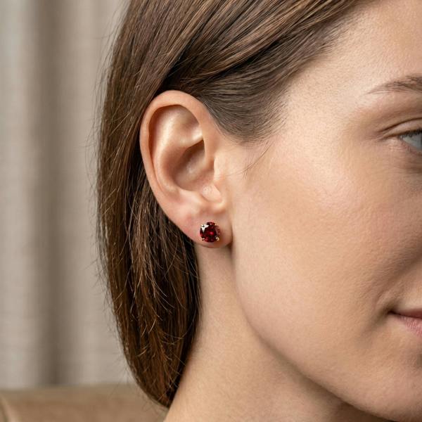 Spero London 9ct Gold Garnet Stud Earrings