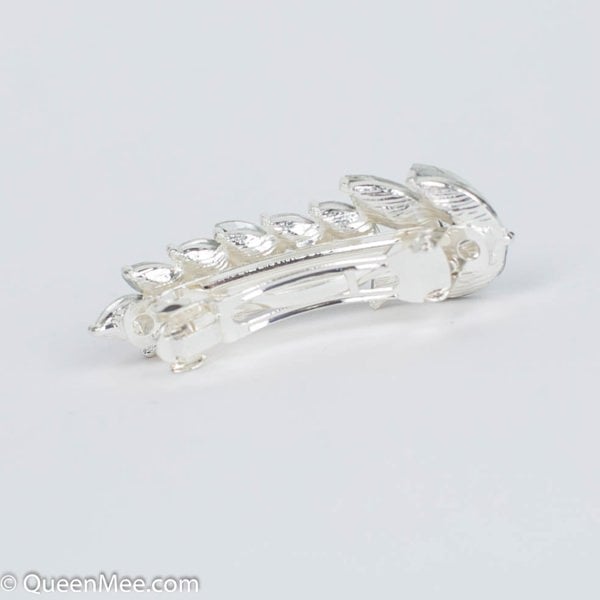 vintage hair clip small leaf silver back