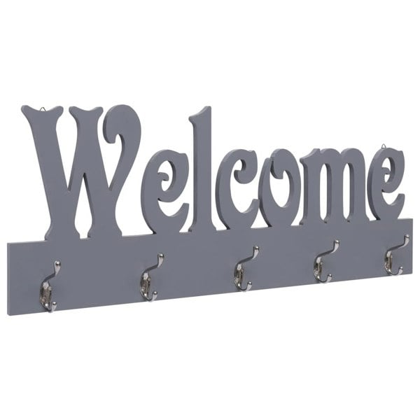 Berkfield Wall Mounted Coat Rack WELCOME Grey 74x29.5 cm