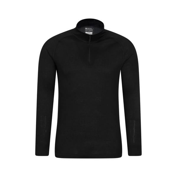 Mountain Warehouse Mens Talus Zip Neck Long-Sleeved Thermal Top - Black