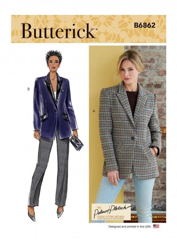 Butterick Sewing Pattern 6862, Jackets for Women, B5 (8-10-12-14-16) - Intermediate
