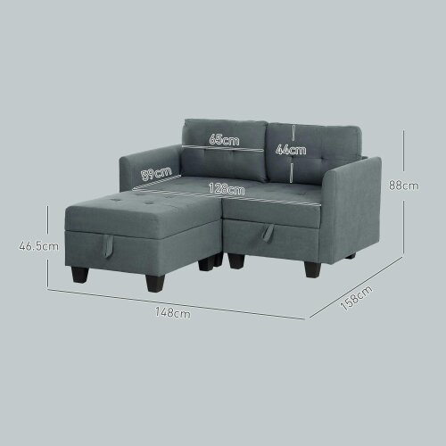 Wyld Haus Bakeli Dark Grey Modular L Shaped Sofa With Integrated Storage