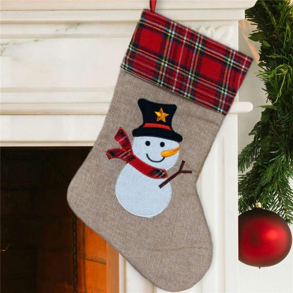 45cm Christmas Stockings Set of 4 Reindeer, Snowman, Robin and Pudding Hanging Decorations image 4