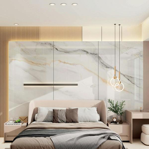 Britwall Luxury 3D Continuous Marble Charcoal Board Panel - High Gloss PET Finish Size:1220 x 2440 x 8 mm (Pack of 3)