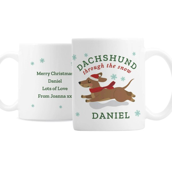 Personalised Memento Company Personalised Dachshund Through... Christmas Mug