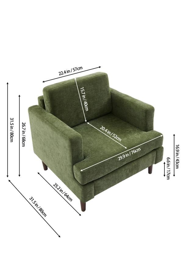 Living and Home Mid-Century Single Sofa Armchair