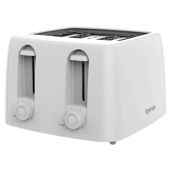 igenix 4 Slice Toaster, 1300W, 6 Browning Levels, Control Dial, Tray, Cord Storage