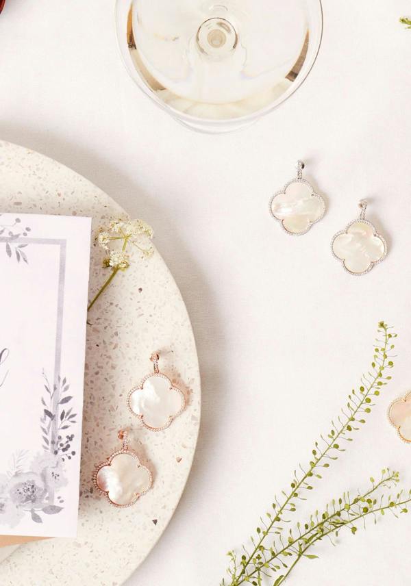 Latelita Antoinette Earrings White Mother Of Pearl Silver