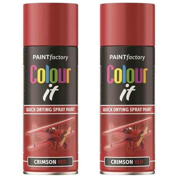 Paint Factory 2X  Crimson Red Gloss Spray Paint 400ml