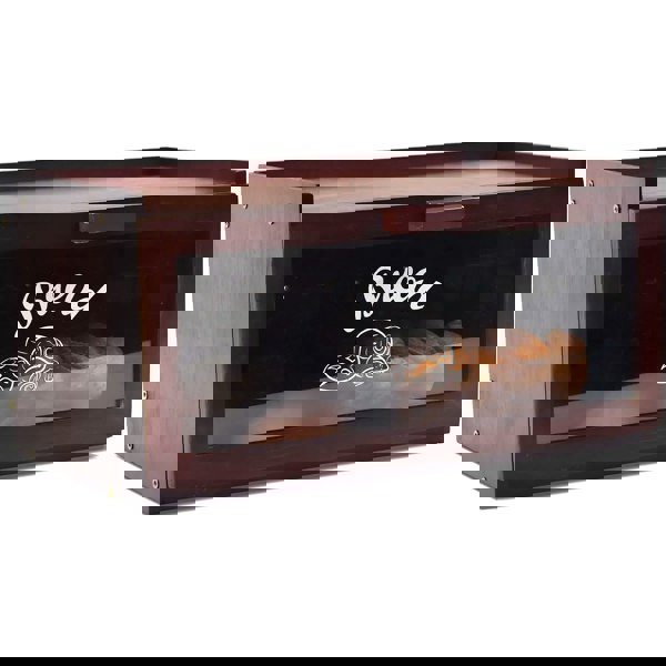 Maison des Cadeaux Retro Bamboo Single-Layer Bread Bin with Top Shelf