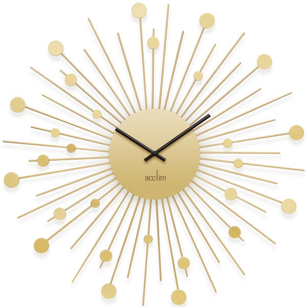 Acctim Brielle Large Wall Clock Starburst / Sunburst Quartz Painted Metal Frame 50cm