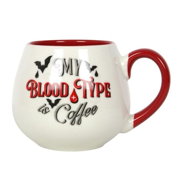 Something Different My Blood Type is Coffee Rounded Mug - White/Red