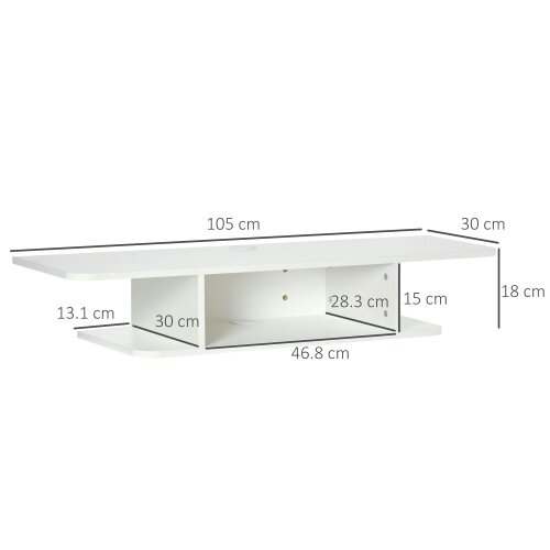 Wyld Haus Kere Wooden White Floating TV Unit With OFauxn Shelves For Screens Up To 40 Inches