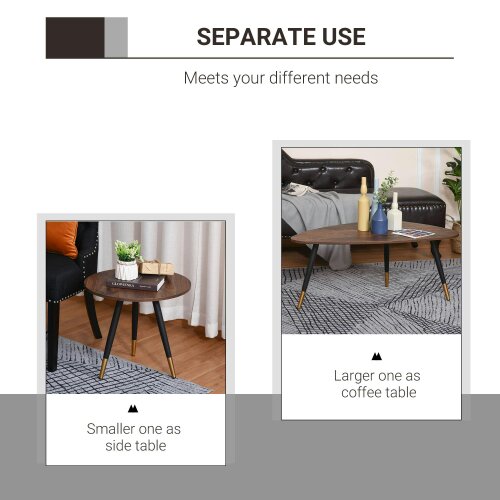 Wyld Haus Nera Wood Walnut Finish Set Of 2 Scandinavian Style Coffee Tables