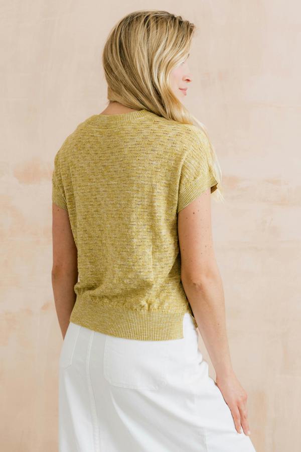 Lily & Me Lola Pointelle Knit Top Lime